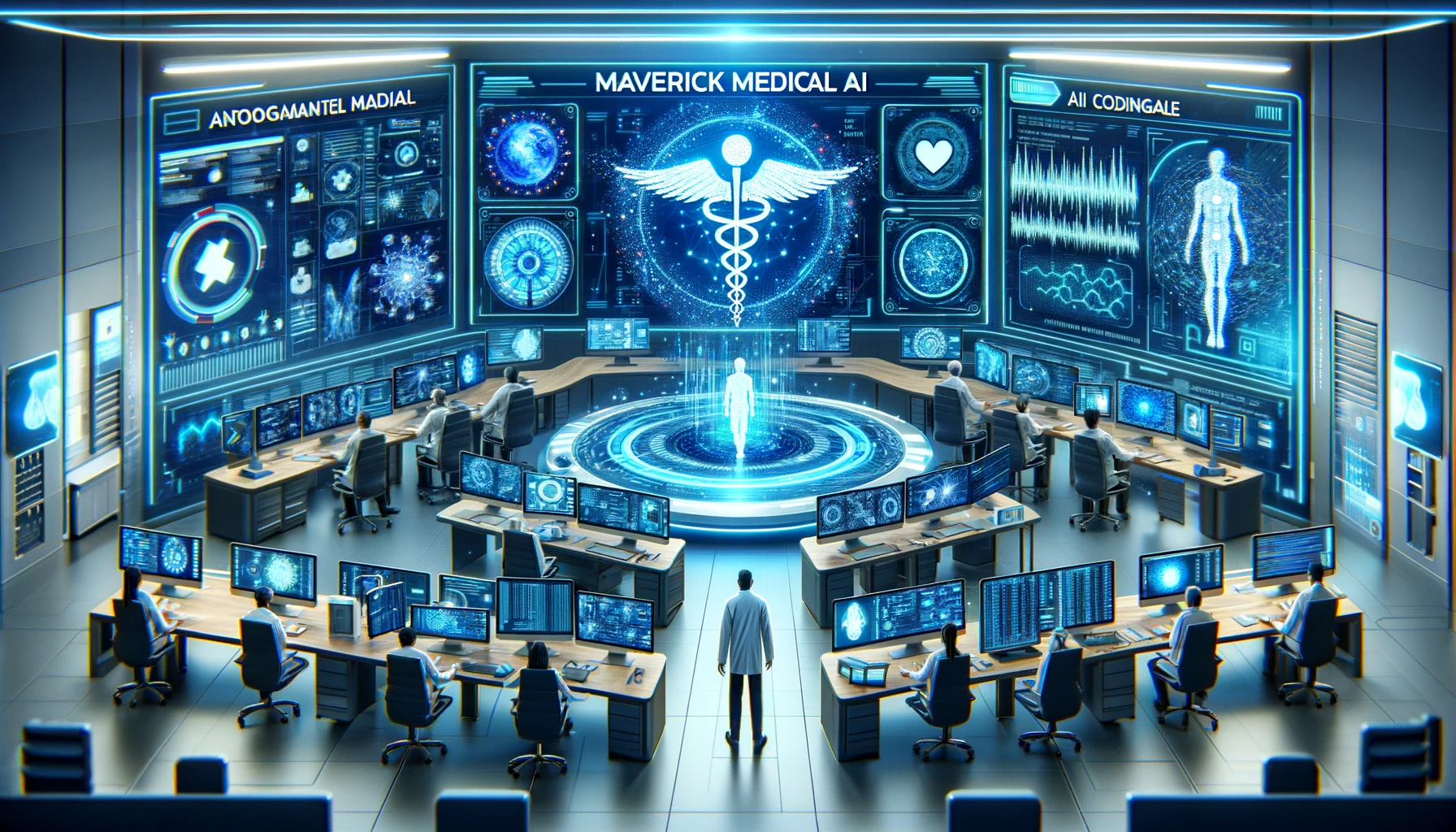 DALL·E 2023-11-27 09.17.37 - Illustration of Maverick Medical AI's autonomous AI-powered medical coding platform. Depict a futuristic medical environment with high-tech computers .png